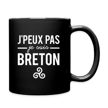 J'peux pas je suis breton région de france humour - Mug uni - noir - Droite