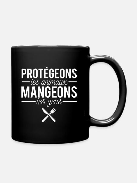 Protégeons les animaux végétarien vegan humour - Mug uni - noir