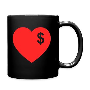Dollar-Herz - Tasse einfarbig - Schwarz - Rechts