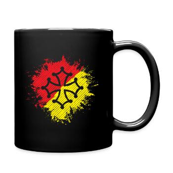 Okzitania, Okzitanien-Kreuz, Geschenk Süd - Tasse einfarbig - Schwarz - Rechts
