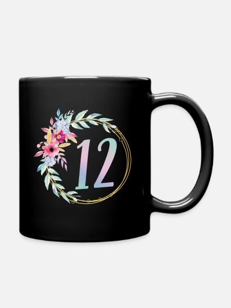 12. Geburtstag Mädchen Geschenk Prinzessin - Tasse einfarbig - Schwarz