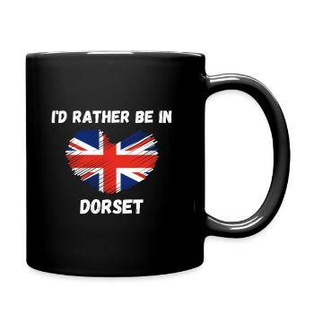Ich wäre lieber in Dorset - Union Jack Heart - Tasse einfarbig - Schwarz - Rechts