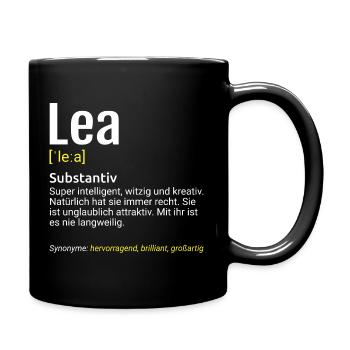 Lea Name Definition - Tasse einfarbig - Schwarz - Rechts