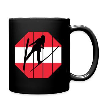 Skispringen Österreich Flagge - Tasse einfarbig - Schwarz - Rechts