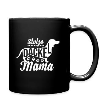 Stolze Dackel Mama mit Pfote für Frauchen - Tasse einfarbig - Schwarz - Rechts
