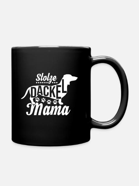 Stolze Dackel Mama mit Pfote für Frauchen - Tasse einfarbig - Schwarz