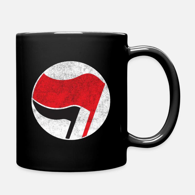 antifascist flag of antifa - Full Colour Mug - black