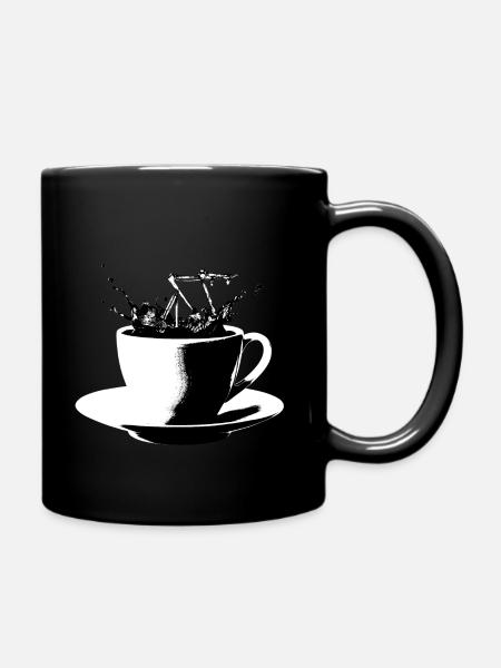 SKELETT SPRINGT IN KAFFEETASSE // Ink Tattoo Style - Tasse einfarbig - Schwarz