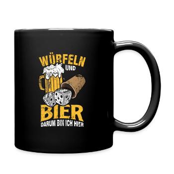 Würfelspiel Würfelpoker Würfeln - Tasse einfarbig - Schwarz - Rechts