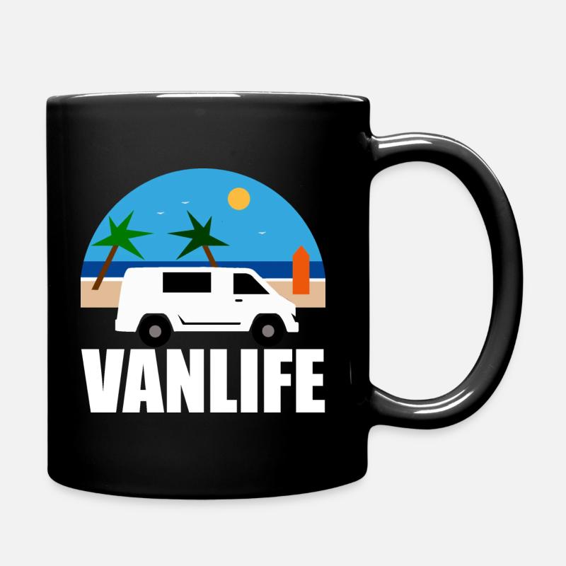 VAN LIFE - La plage - Van blanc - Mug uni - noir