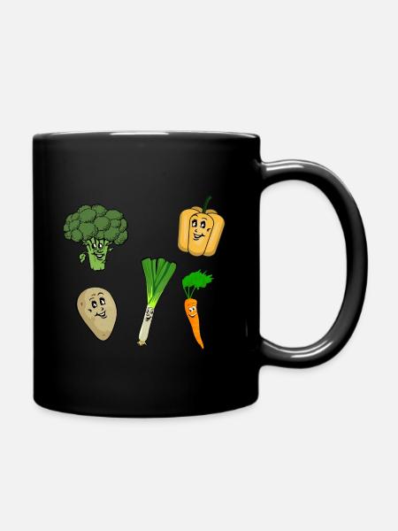 Glückliches Gemüse - Tasse einfarbig - Schwarz