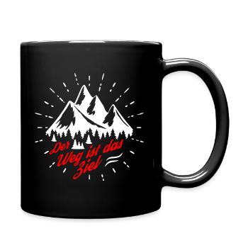 Der Weg ist das Ziel - Berge - Wandern - Camping - Tasse einfarbig - Schwarz - Rechts