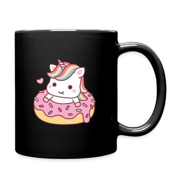 Mignonne Licorne En Beignet Drôle - Mug uni - noir - Droite