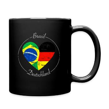 Herz Brasil Deutschland Nationalflaggen - Tasse einfarbig - Schwarz - Rechts