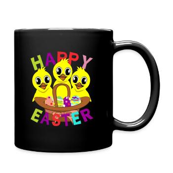 Frohe Ostern - Tasse einfarbig - Schwarz - Rechts