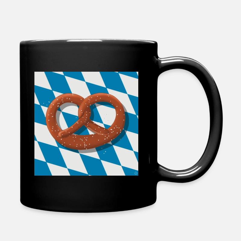 Bavarian pretzel - Full Colour Mug - black