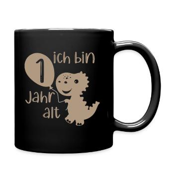 Dino 1 Jahr alt - Tasse einfarbig - Schwarz - Rechts