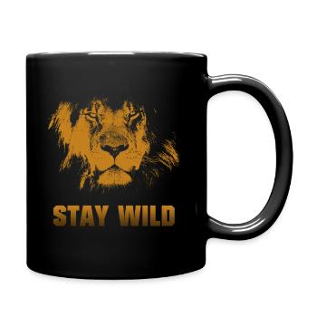 Stay wild. Lion's face - Full Colour Mug - black - Right