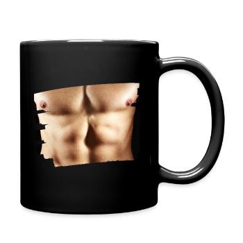 muskulöser männlicher Rumpf - Tasse einfarbig - Schwarz - Rechts