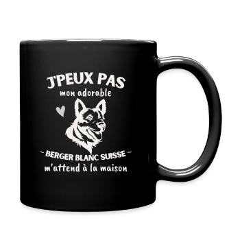 J'peux pas, mon Berger Blanc Suisse m'attend! - Mug uni - noir - Droite