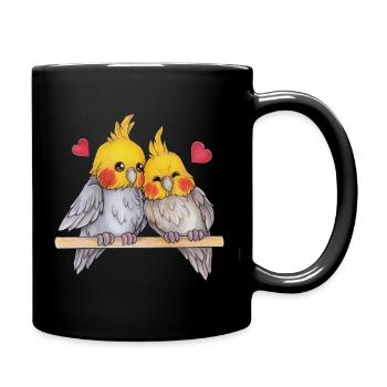 Niedlich Nymphen Geschenk Nymphensittich Liebhaber - Tasse einfarbig - Schwarz - Rechts
