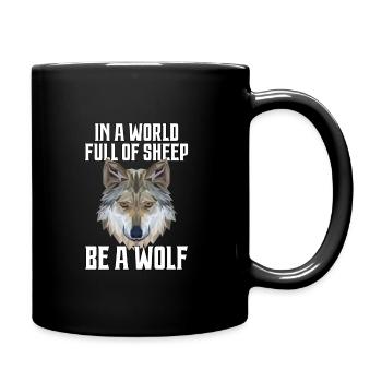Wolf Polygon - Tasse einfarbig - Schwarz - Rechts