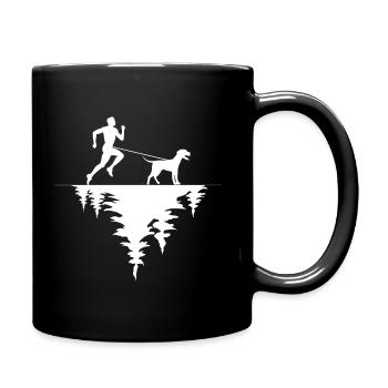 canicross hund zughund hundetraining cross dog run - Tasse einfarbig - Schwarz - Rechts