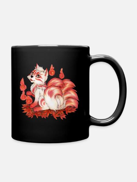 Kitsune Fuchs Fuchsgeist Inari Japan Mythologie - Tasse einfarbig - Schwarz