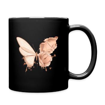 Schmetterling - Tasse einfarbig - Schwarz - Rechts
