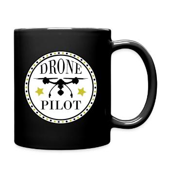 Drohnen Pilot - Drohnenflieger 1 mit Sternchen - Tasse einfarbig - Schwarz - Rechts