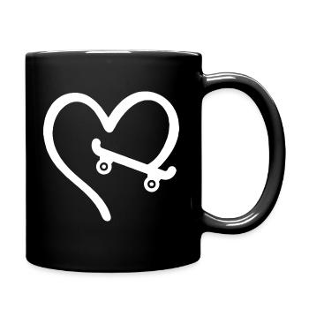 Skateboard Herz Skater - Tasse einfarbig - Schwarz - Rechts