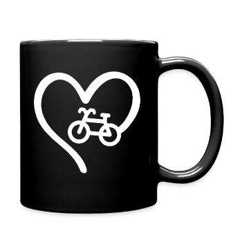Fahrrad Herz Fahrradfahrer Liebe - Tasse einfarbig - Schwarz - Rechts