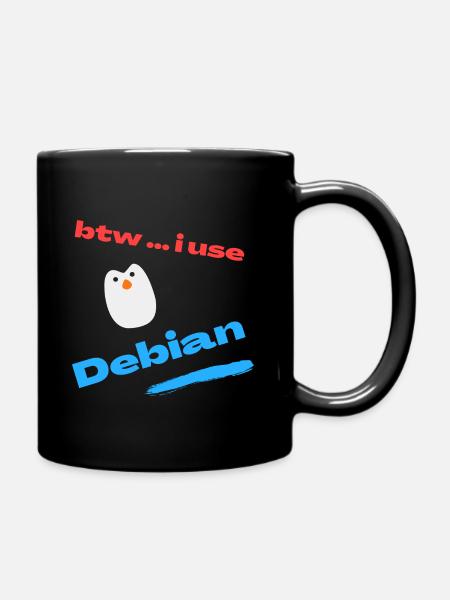 Au fait.. J’utilise Debian Linux - Mug uni - noir