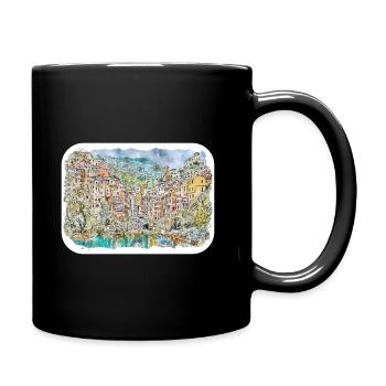 Sorrente Italie Aquarelle Esquisse Dessinée Peinture - Mug uni - noir - Droite