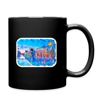 Marrakech Morrocco Watercolor Sketch Draw Drawing - Full Colour Mug - black - Right