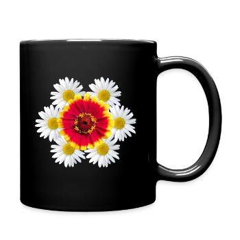 Zinnia with daisies Floral pattern Zinnia Flower - Full Colour Mug - black - Right