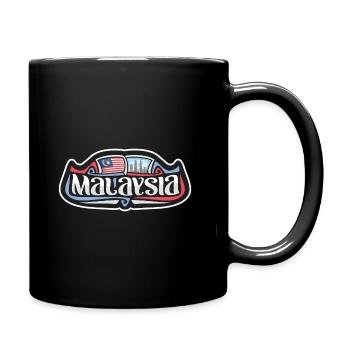 Logo de l’autocollant souvenir de voyage du drapeau de la Malaisie - Mug uni - noir - Droite