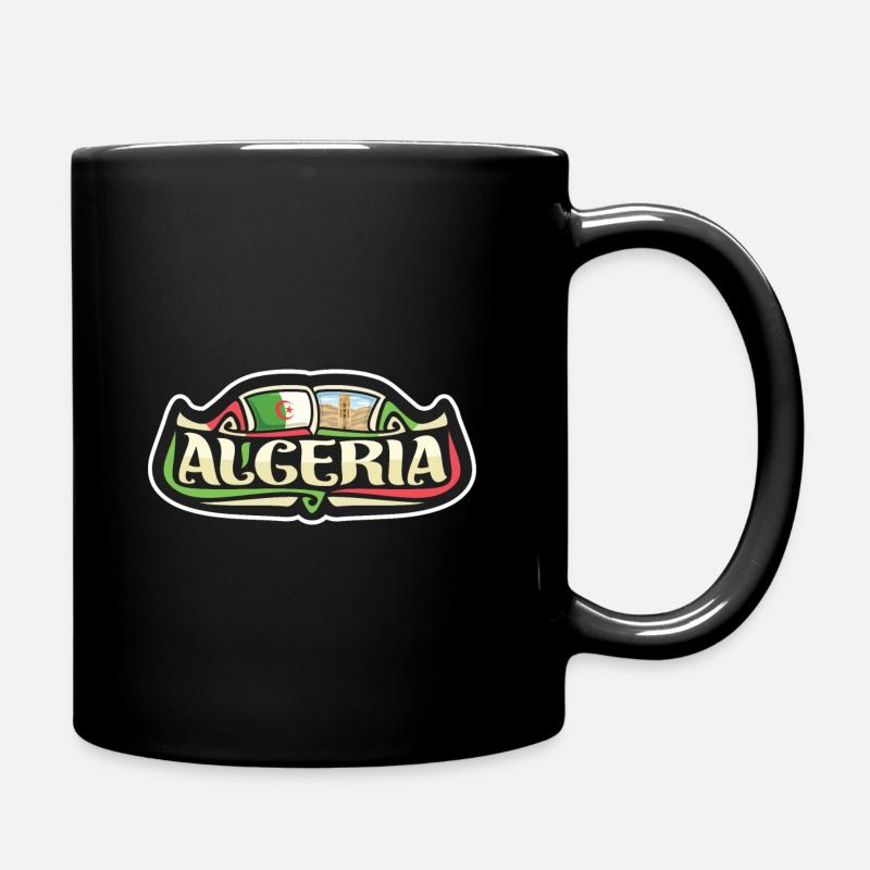 Algérie Drapeau Voyage Souvenir Autocollant Badge Logo - Mug uni - noir