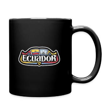 Logo de l’autocollant souvenir de voyage du drapeau de l’Équateur - Mug uni - noir - Droite