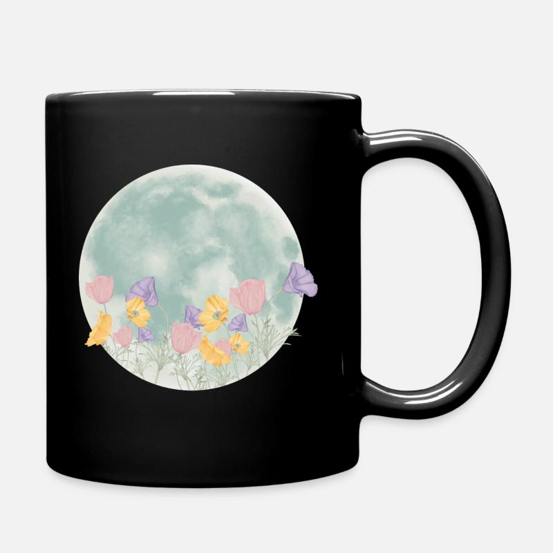 Blumiger Mond - Tasse einfarbig - Schwarz