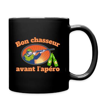 Chasseur et apéro la chasse avec humour - Mug uni - noir - Droite