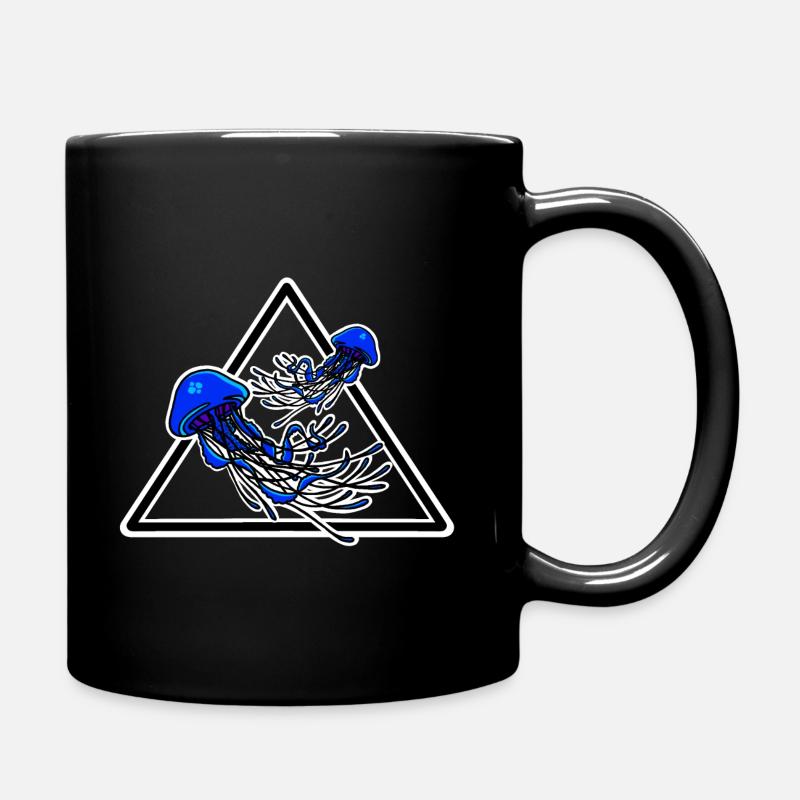 Schönes Quallen Design in Blau Unterwasser - Tasse einfarbig - Schwarz
