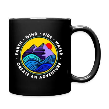 Natur Berge Wasser Sonne Illustration - Tasse einfarbig - Schwarz - Rechts