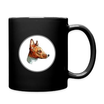 Basenji Dog Watercolor Sketch Illustration - Full Colour Mug - black - Right
