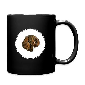American Water Spaniel Hund Aquarell Illustration - Tasse einfarbig - Schwarz - Rechts