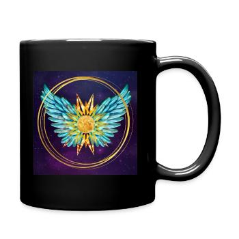 Sign of Light, Wings, Sun, SSL, Gold Rings - Full Colour Mug - black - Right