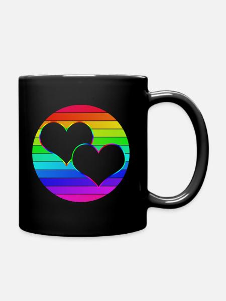 Rainbow 2 cœurs entrelacés - Mug uni - noir