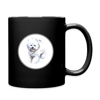 Bichon Frise Dog Aquarelle Illustration - Mug uni - noir - Droite