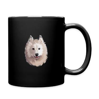 Samoyed Dog Watercolor Sketch Illustration - Full Colour Mug - black - Right