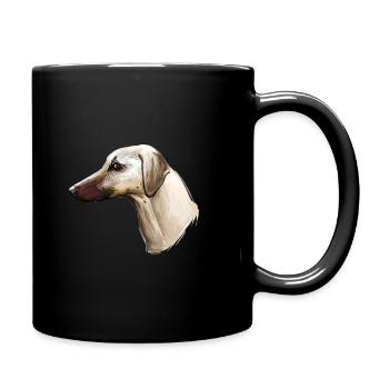 Sloughi Hund Aquarell Skizze Illustration - Tasse einfarbig - Schwarz - Rechts